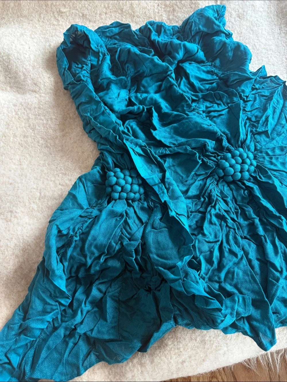 Teal Ruffled Lightweight Scarf - Women's rayon